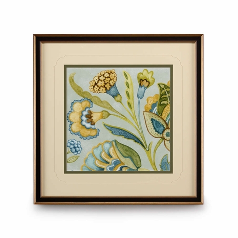 386110 Chelsea House Plate Lithograph Brown And Gold Frame-Double Mat V-Groove Decorative Golden Bloom I