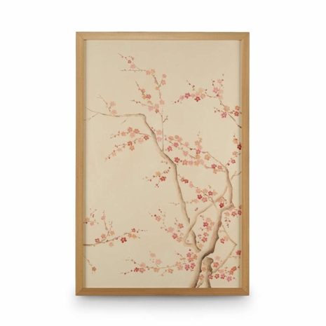 386275 Chelsea House Lisa Kahn Watercolor On Silk Gold Frame With Black Sides Blossom Silk Panel I