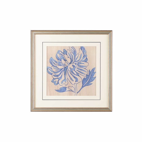 386566 Chelsea House Giclee - Silver Leaf Wood Frame Double Mat Indigo Mum