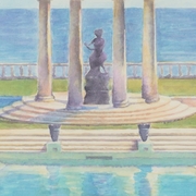 386708 Chelsea House Bradshaw Orrell Watercolor White Frame - White Mat Poolside Watercolor II