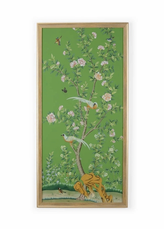 386953 Chelsea House 63.5in. Watercolor On Silk Regent Park in Green I with Framed with Glass Finish