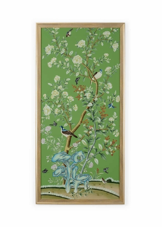 386954 Chelsea House 63.5in. Watercolor On Silk Regent Park in Green II with Framed with Glass Finish