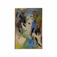 387212 Chelsea House 61in. Wood Linen and Blues I with Canvas Finish