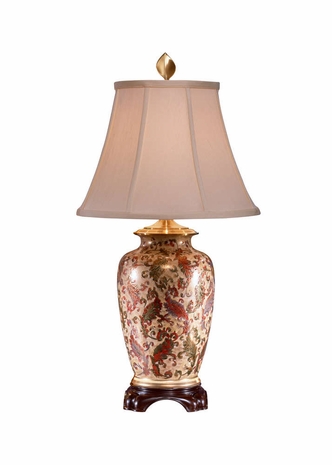 3881 Wildwood Lamps Cloison Flowers Lamp with Artist Work on Kutani Crackleware Signature Collection - Isao Taniguchi