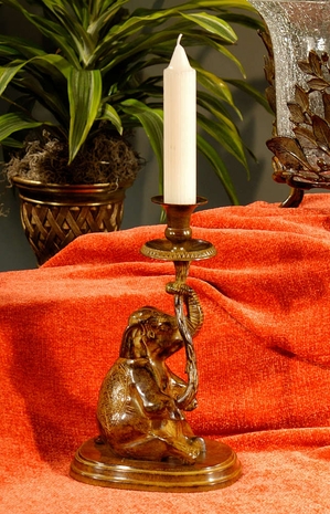 391020 Wildwood Lamps Elephant Candleholder in Yellow Bronze Finish