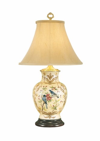 3924 Wildwood Lamps Birds Of Blue Lamp with Hand Painted Crackle Porcelain Signature Collection Minehiko Asano