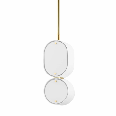 393-02-SWH/VB Corbett Steel 2 Light Opal Pendant with Soft White/Vintage Brass Finish