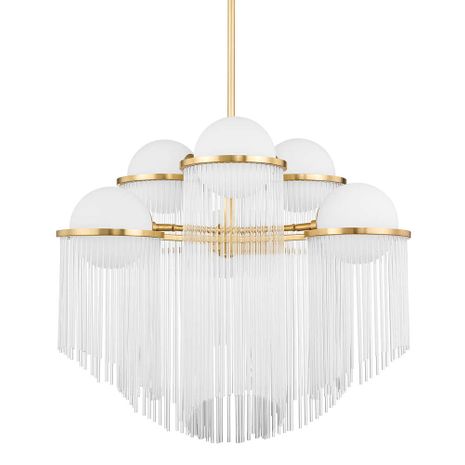 398-32-AGB Corbett Lighting Celestial 6 Lt. Chandelier with Aged Brass Finish