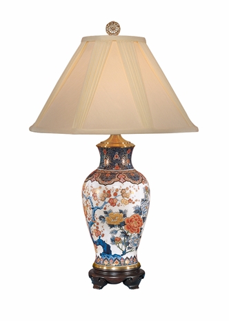 3988 Wildwood Lamps Futo-Maru Flowers Lamp with Hand Decorated Seto Porcelain
