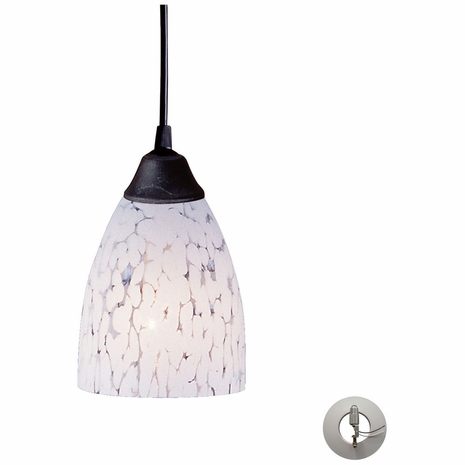 406-1SW-LA ELK Lighting Classico 1-Light Mini Pendant In Dark Rust With Snow White Glass - Includes Adapter Kit