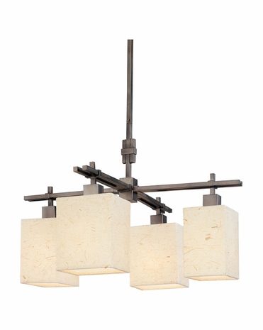 4074.28 Sonneman Warm Contemporary Nikko 4 Light Pendant in Blackened Steel Finish