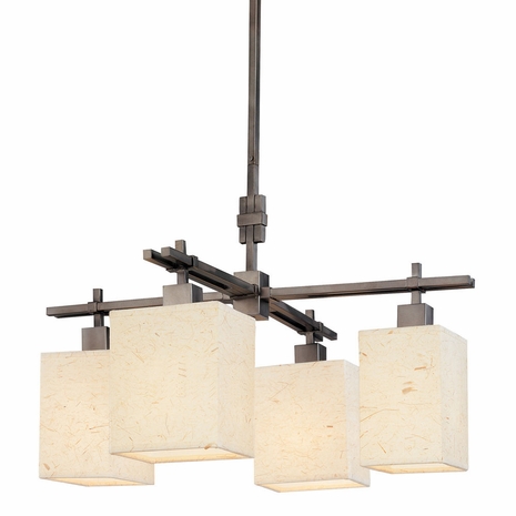 4074.28 Sonneman Warm Contemporary Nikko 4 Light Pendant in Blackened Steel Finish