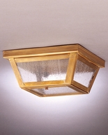 4104  Northeast Lantern Williams Flush Mount in Antique or Dark Brass with Medium Base Socket Clear or Seedy Glass