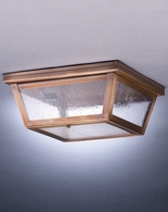 4204  Northeast Lantern Williams Flush Mount in Antique or Dark Brass with 2 Medium Base Sockets and Clear or Seedy Glass