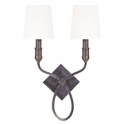 422 Hudson Valley Westbury 2 Light Wall Sconce W/White Shade