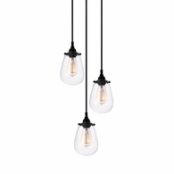 4293.25 Sonneman Chelsea Contemporary Classics 3-Light Pendant with Satin Black Finish