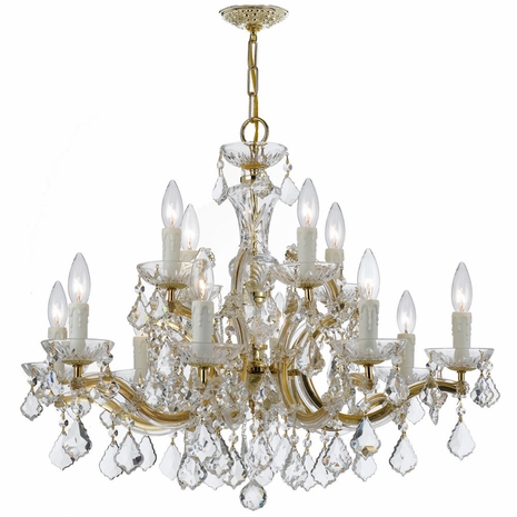 4379-GD-CL-SAQ Crystorama Maria Theresa 12 Light Spectra Crystal Gold Chandelier