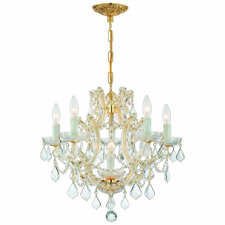 4405-GD-CL-I Crystorama Maria Theresa 6 Light Clear Italian Crystal Gold Chandelier