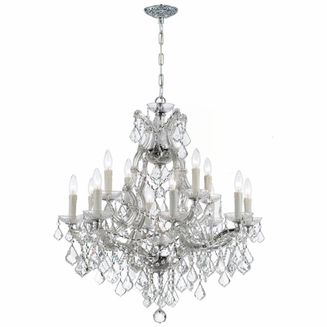 4412-CH-CL-MWP Crystorama Maria Theresa 13 Light Hand Cut Crystal Polished Chrome Chandelier