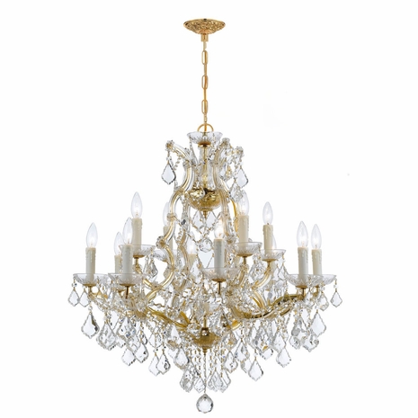 4412-GD-CL-S Crystorama Maria Theresa 13 Light Swarovski Strass Crystal Gold Chandelier