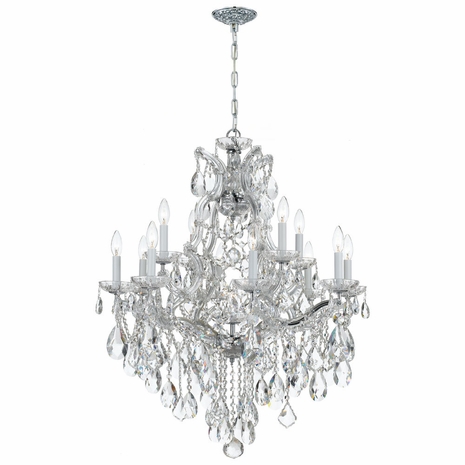 4413-CH-CL-S Crystorama Maria Theresa 13 Light Swarovski Strass Crystal Polished Chrome Chandelier