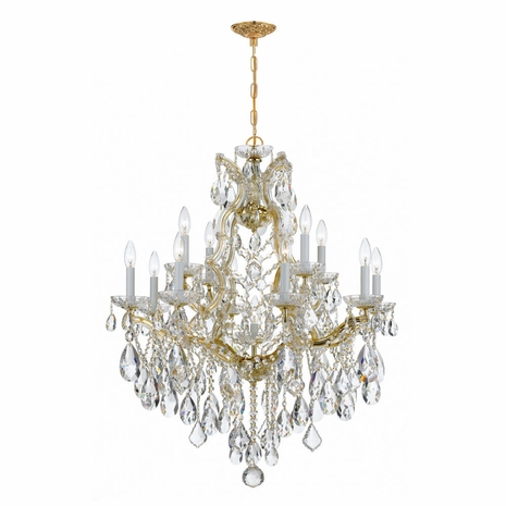 4413-GD-CL-S Crystorama Maria Theresa 13 Light Swarovski Strass Crystal Gold Chandelier