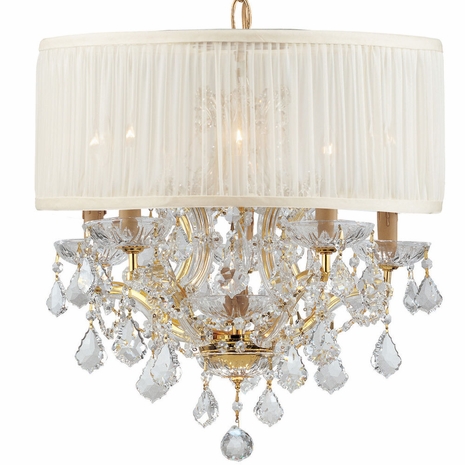 4415-GD-SAW-CLM Crystorama Brentwood 6 Light Crystal Gold Drum Mini Chandelier