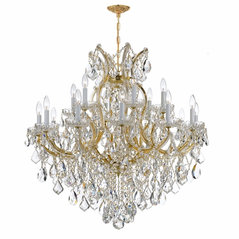 4418-GD-CL-S Crystorama Maria Theresa 19 Light Swarovski Strass Crystal Gold Chandelier