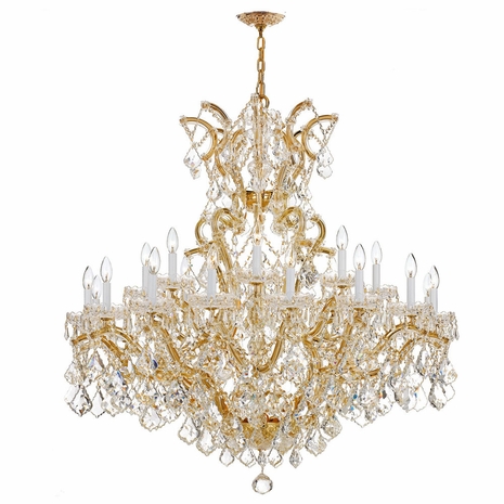 4424-GD-CL-S Crystorama Maria Theresa 25 Light Swarovski Strass Crystal Gold Chandelier