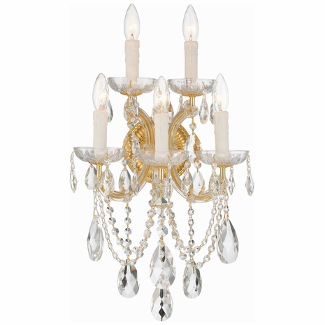 4425-GD-CL-SAQ Crystorama Maria Theresa 5 Light Spectra Crystal Gold Sconce