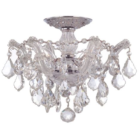 4430-CH-CL-MWP Crystorama Maria Theresa 3 Light Hand Cut Crystal Polished Chrome Semi Flush Mount