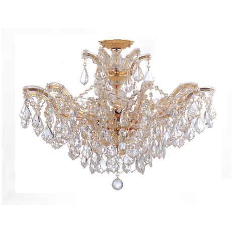 4439-GD-CL-MWP_CEILING Crystorama Maria Theresa 6 Light Hand Cut Crystal Gold Semi Flush Mount