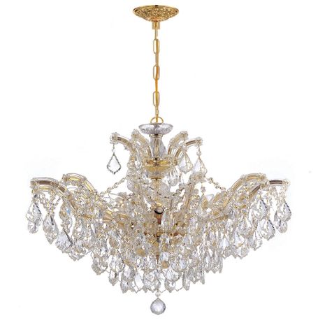 4439-GD-CL-S Crystorama Maria Theresa 6 Light Swarovski Strass Crystal Gold Chandelier