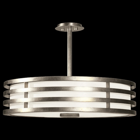 445840-2ST Fine Art Lamps 3 Light Portobello Road 34" Round Pendant with Silver Finish