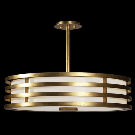 445840ST Fine Art Lamps 3 Light Portobello Road 34" Round Pendant with Gold Finish