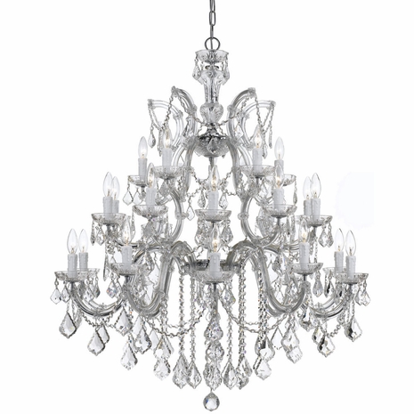 4470-CH-CL-MWP Crystorama Maria Theresa 26 Light Hand Cut Crystal Polished Chrome Chandelier