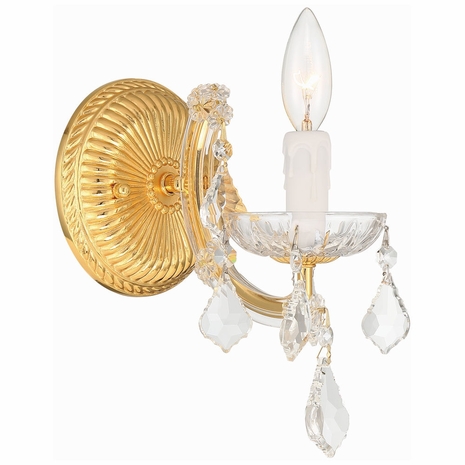 4471-GD-CL-MWP Crystorama Maria Theresa 1 Light Hand Cut Crystal Gold Sconce