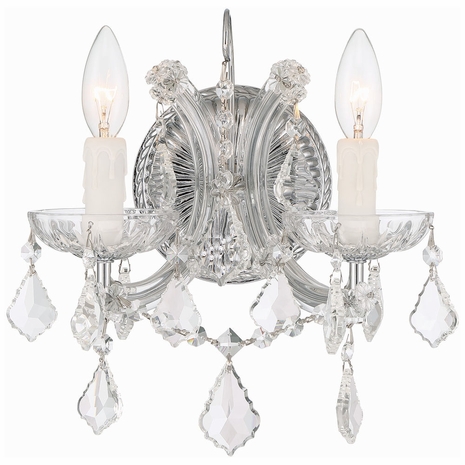4472-CH-CL-MWP Crystorama Maria Theresa 2 Light Hand Cut Crystal Polished Chrome Sconce