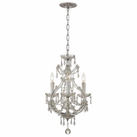 4473-CH-CL-MWP Crystorama Maria Theresa 4 Light Hand Cut Crystal Polished Chrome Mini Chandelier
