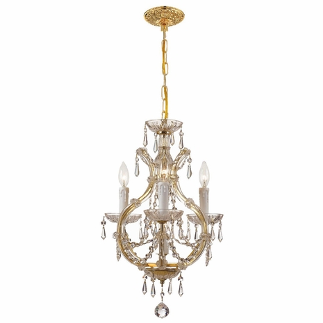 4473-GD-CL-I Crystorama Maria Theresa 4 Light Clear Italian Crystal Gold Mini Chandelier