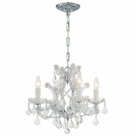 4474-CH-CL-I Crystorama Maria Theresa 4 Light Clear Italian Crystal Polished Chrome Mini Chandelier