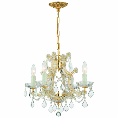 4474-GD-CL-S Crystorama Maria Theresa 4 Light Swarovski Strass Crystal Gold Mini Chandelier