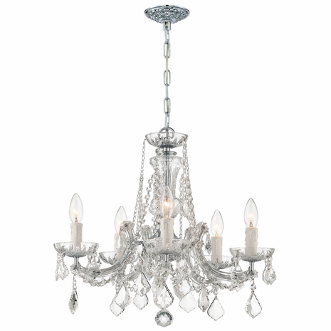 4476-CH-CL-MWP Crystorama Maria Theresa 5 Light Hand Cut Crystal Polished Chrome Chandelier