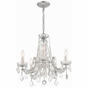 4476-CH-CL-MWP Crystorama Maria Theresa 5 Light Hand Cut Crystal Polished Chrome Chandelier