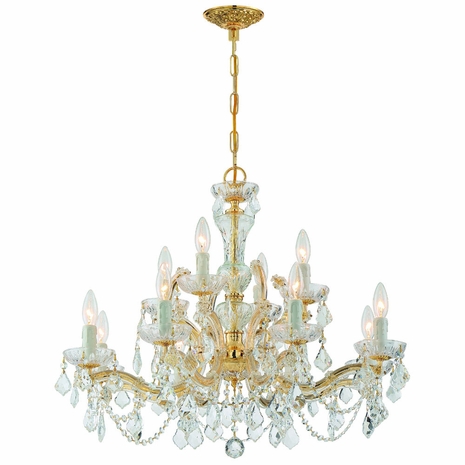 4479-GD-CL-I Crystorama Maria Theresa 12 Light Clear Italian Crystal Gold Chandelier