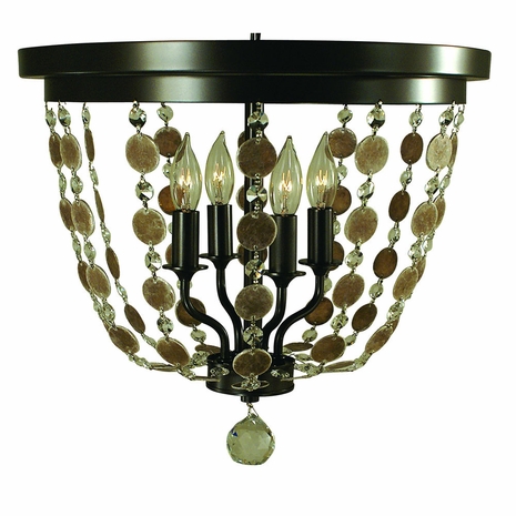 F-4481 Framburg 4-Light Antique Brass Naomi Flush Mount
