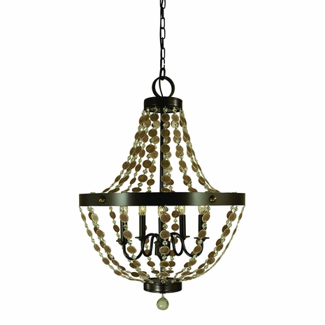 F-4485 Framburg 5-Light Antique Brass Naomi Chandelier