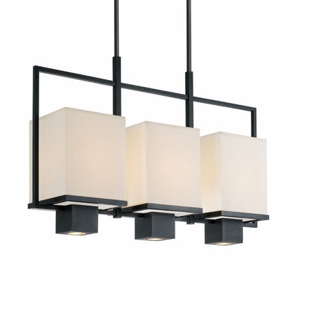 4494.51 Sonneman Metro Contemporary 3-Light Bar Pendant with Black Brass Finish