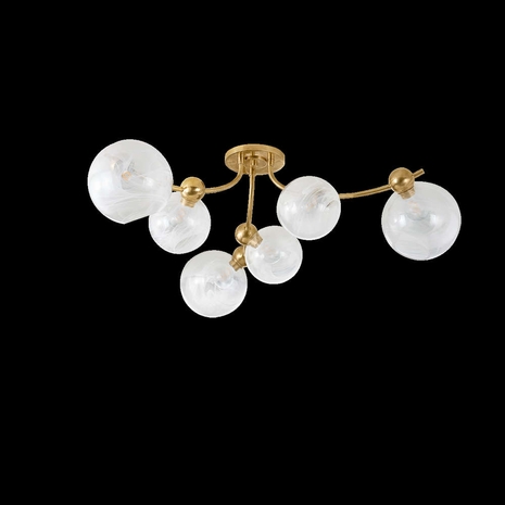 450-54-VB Corbett Lighting Astraia 6 Lt. Semi Flush with Vintage Brass Finish