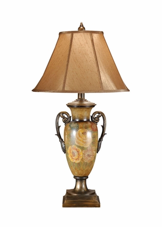46049 Wildwood Lamps Big Old Flowers Lamp with Hand Painted Porcelain with Faux Bronze Ormolu